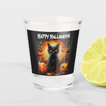 Happy Halloween Black Cat Bats Pumpkins