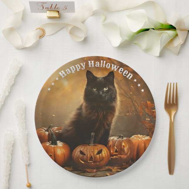 Happy Halloween Black Cat Collection Pappteller (Hochzeit)