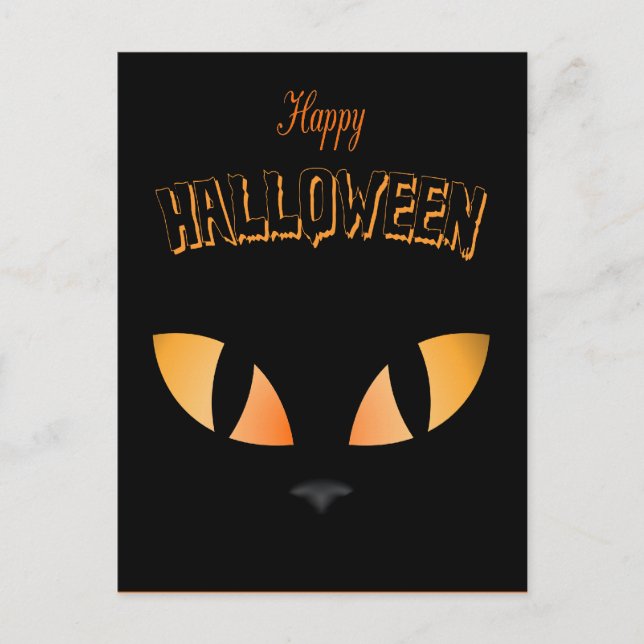 Happy Halloween Black Cat Eyes Postkarte (Vorderseite)