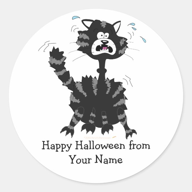 Happy Halloween Black Cat Funny Custom Stickers (Vorderseite)