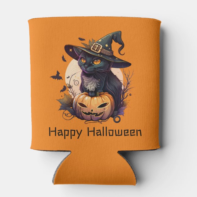 Happy Halloween Black Cat Jack-o-Lantern Orange Dosenkühler (Rückseite)
