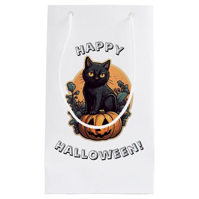Happy Halloween Black Cat Kleine Geschenktüte (Vorderseite)