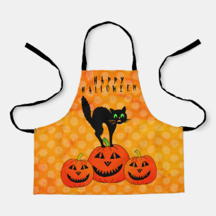 Happy Halloween Black Cat Kürbislaterne Schürze