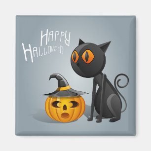 Happy Halloween Black Cat Magnet