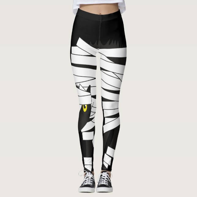 Happy-halloween Black Cat Mummy wrapierte Leggings (Vorderseite)