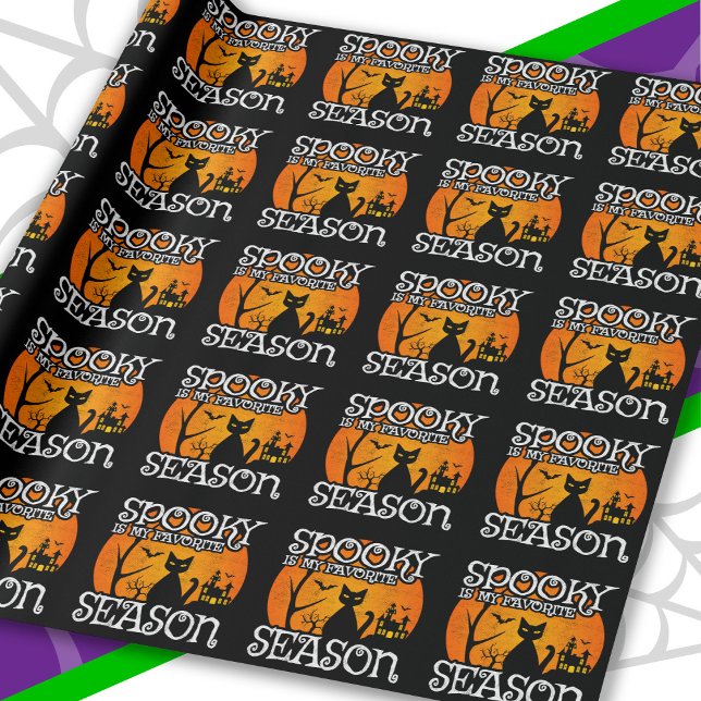 Happy Halloween Black Cat Spooky Saison Funny Hall Geschenkpapier (Von Creator hochgeladen)