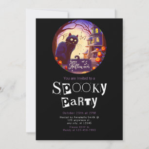 Happy Halloween Black Cat Spuk House Halloween Einladung