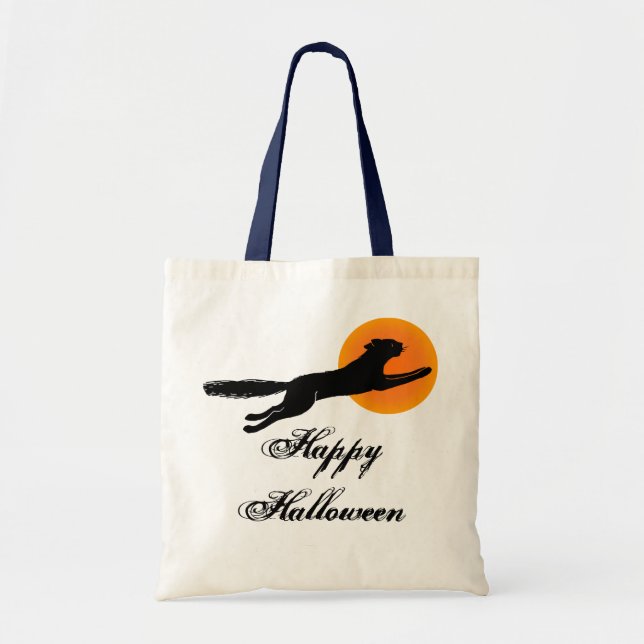 Happy Halloween Black Cat Tote Bag Tragetasche (Vorne)