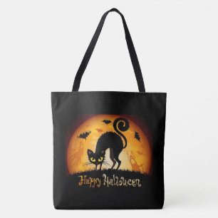 Happy Halloween Black Cats and Bats Tasche