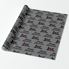 Happy Halloween Black Cats Nahtloses Wrapping Pape Geschenkpapier