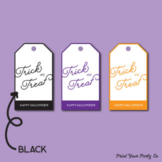 Happy Halloween Black Gift Tag Geschenkanhänger