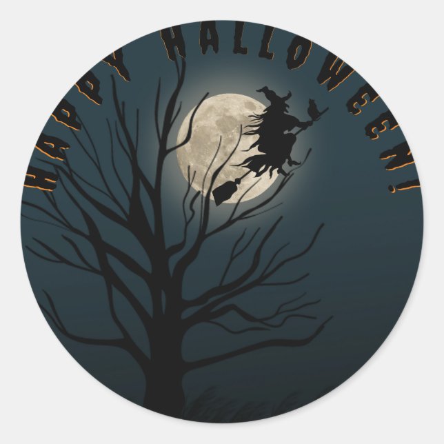 Happy halloween Black Hexe Runder Aufkleber (Vorderseite)
