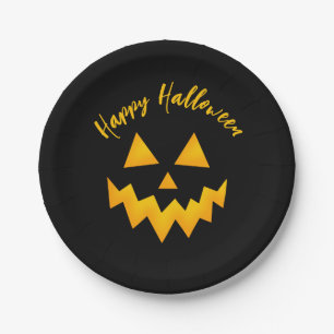 Happy Halloween Black Kürbislaterne Pumpkin Face Pappteller