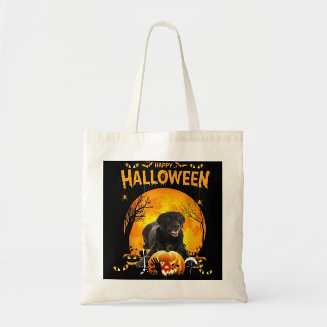 Happy Halloween Black Lab Hund Pumpkin Kostüme als Tragetasche (Vorne)
