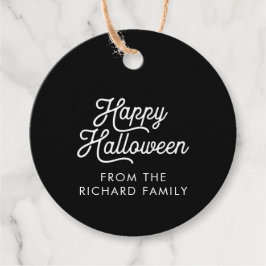 Happy Halloween Black mit weißem Text Geschenkanhänger