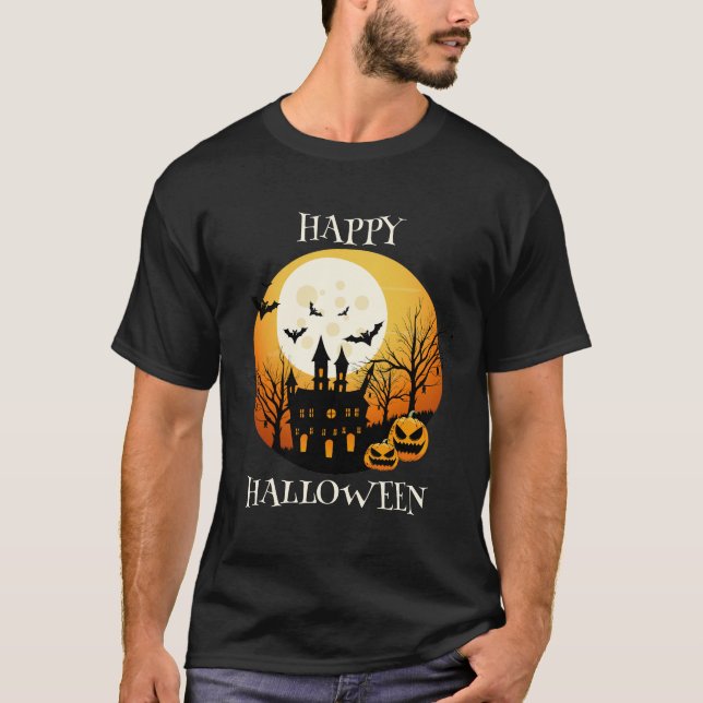 Happy Halloween Black Orange T-Shirt (Vorderseite)