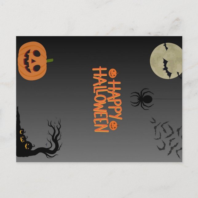 Happy Halloween Black Postkarte (Vorderseite)