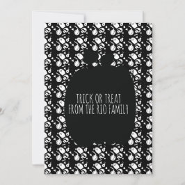 Happy Halloween Black Pumpkin Skull Pattern Card