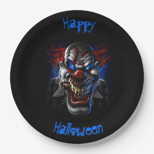 Happy Halloween Blue Eyes Evil Clown Pappteller