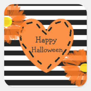 Happy Halloween Blumenkleber Quadratischer Aufkleber
