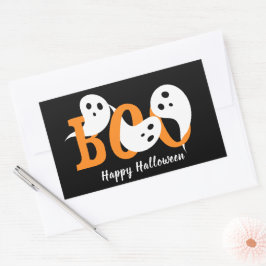 Happy Halloween Boo Ghosts Black Rechteckiger Aufkleber