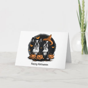 Happy Halloween Boston Terrier Dogs Feiertagskarte