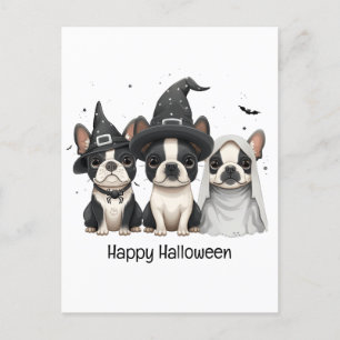Happy Halloween Boston Terrier Dogs Postkarte