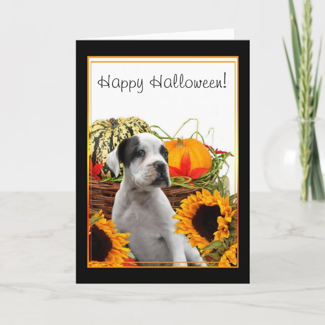 Happy Halloween Boxer Welpengrüßkarte Karte (Vorderseite)