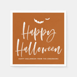 Happy Halloween Brush Lettering Burnt Orange Serviette