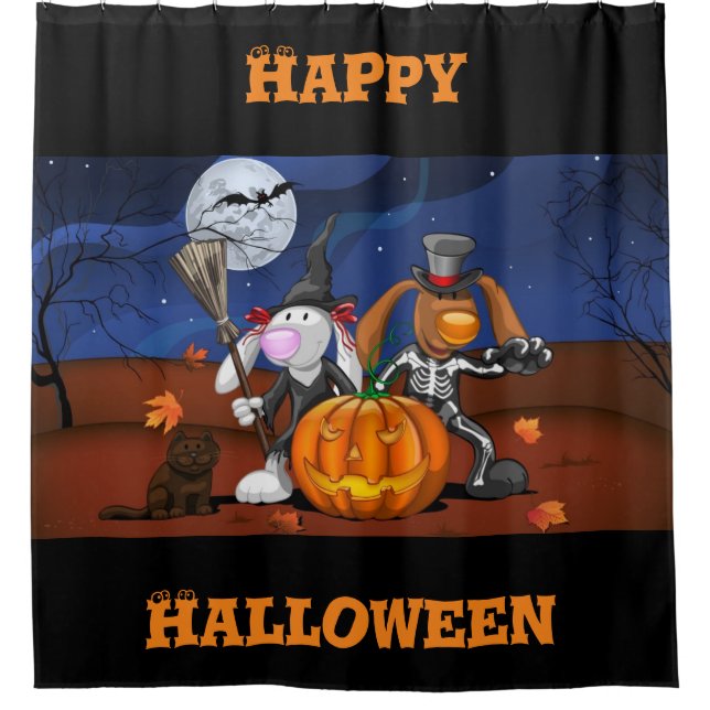 Happy Halloween Bunnies Duschvorhang (Vorderseite)