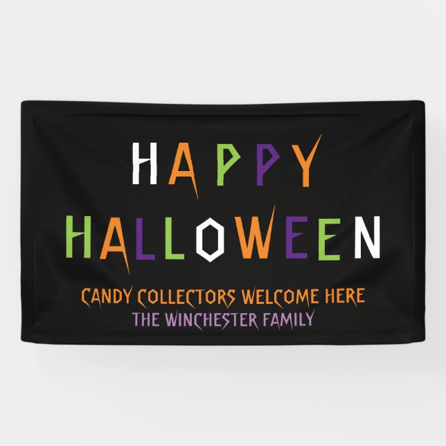 Happy Halloween bunter, lustiger, seltsamer Text Banner (Horizontal)