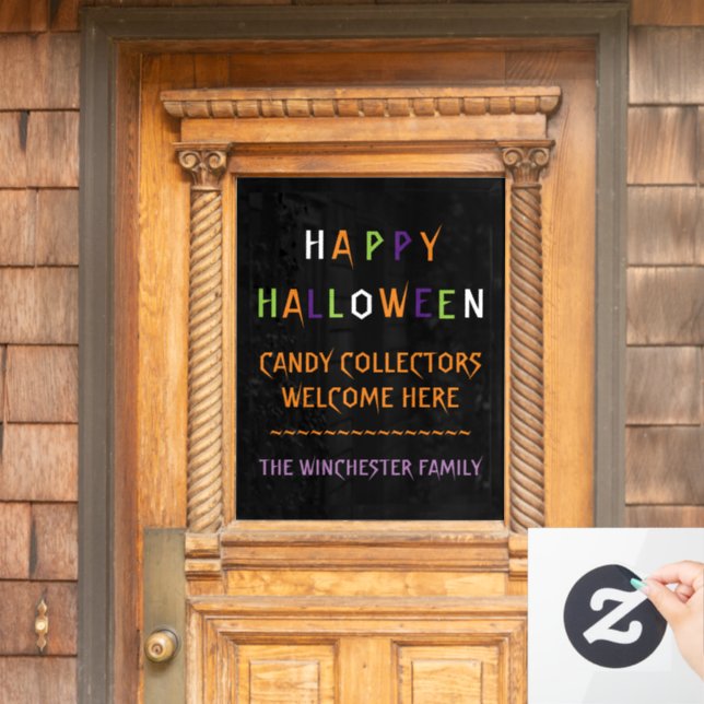 Happy Halloween bunter, lustiger, seltsamer Text Fensteraufkleber (Haustür)