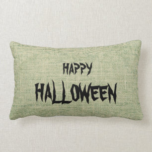 Happy Halloween Burlap Throw Lendenkissen
