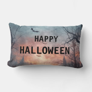 Happy Halloween Burlap Throw Lendenkissen