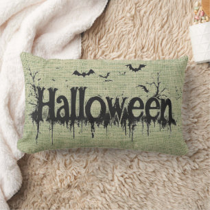 Happy Halloween Burlap Throw Lendenkissen