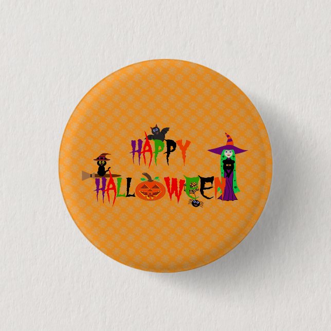 Happy Halloween Button Abzeichen (Vorderseite)
