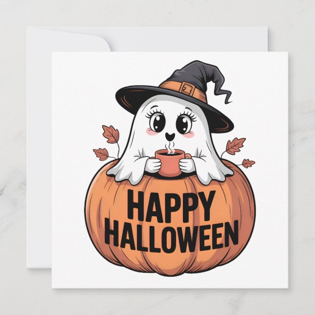 Happy Halloween Caféine Fantôme Halloween Cartes (Devant)