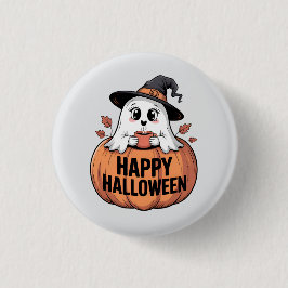 Happy Halloween Caffeine Ghost Button