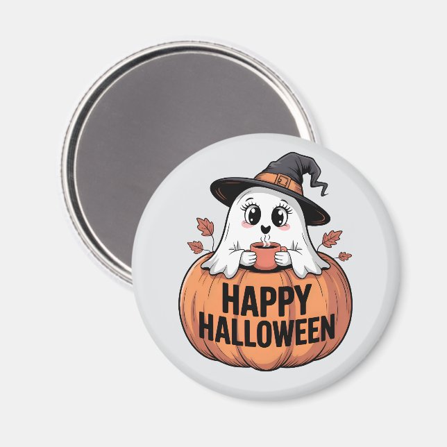 Happy Halloween Caffeine Ghost Magnet (Vorderseite/Rückseite)