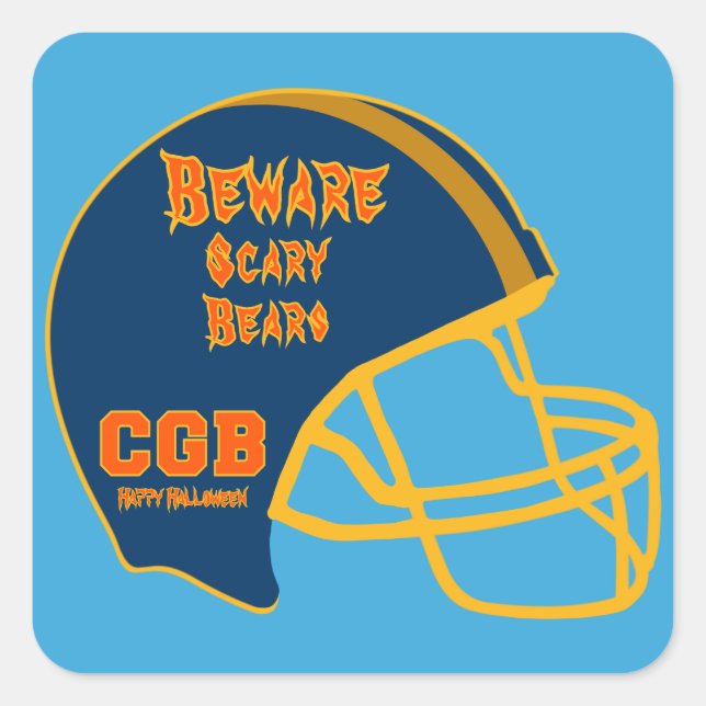 Happy Halloween California Football Helmet Logo Quadratischer Aufkleber (Vorderseite)