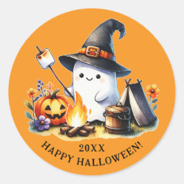 Happy Halloween Camping Niedlich Ghost Orange Runder Aufkleber