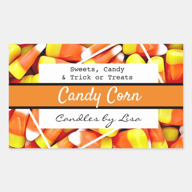 Happy Halloween Candle Corn Labels Rechteckiger Aufkleber (Vorderseite)
