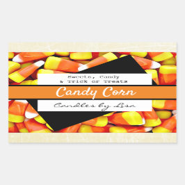 Happy Halloween Candle Corn Labels Rechteckiger Aufkleber