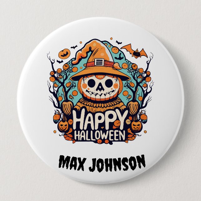 Happy Halloween - Candy Corn Chaos Orange Black Button (Vorderseite)