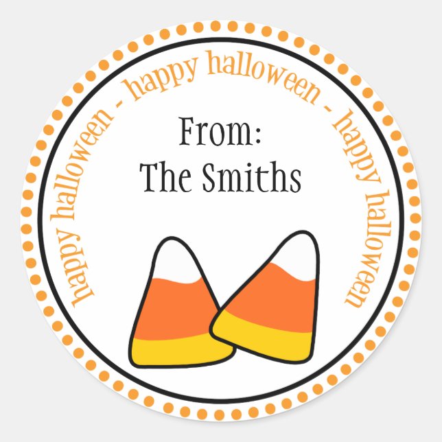 Happy Halloween Candy Corn Dot Cercle Étiquettes (Devant)