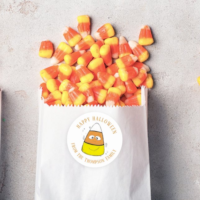Happy Halloween Candy Corn Niedlich Whimsical Runder Aufkleber (Von Creator hochgeladen)