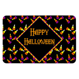 Happy Halloween Candy Corn Pattern auf schwarz Magnet