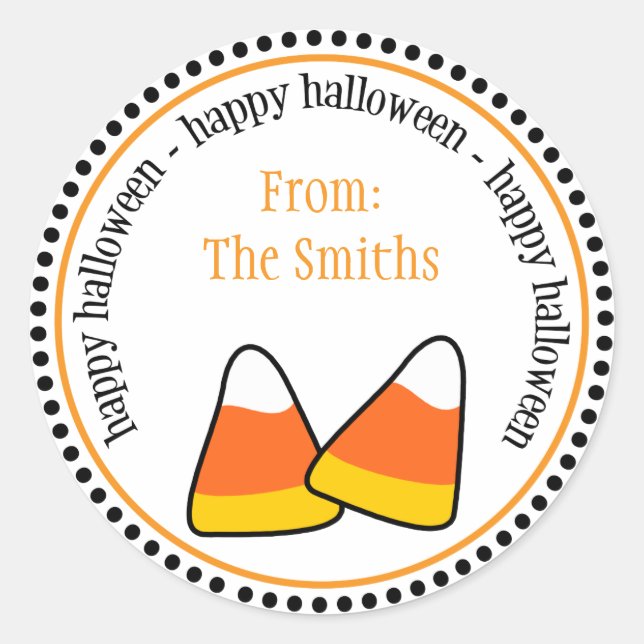 Happy Halloween Candy Mais Dot Circle Labels Runder Aufkleber (Vorderseite)