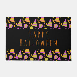 Happy Halloween Candy Neon Pattern Doormat Fußmatte