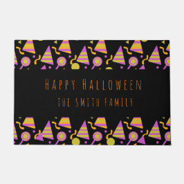 Happy Halloween Candy Neon Pattern Name Fußmatte